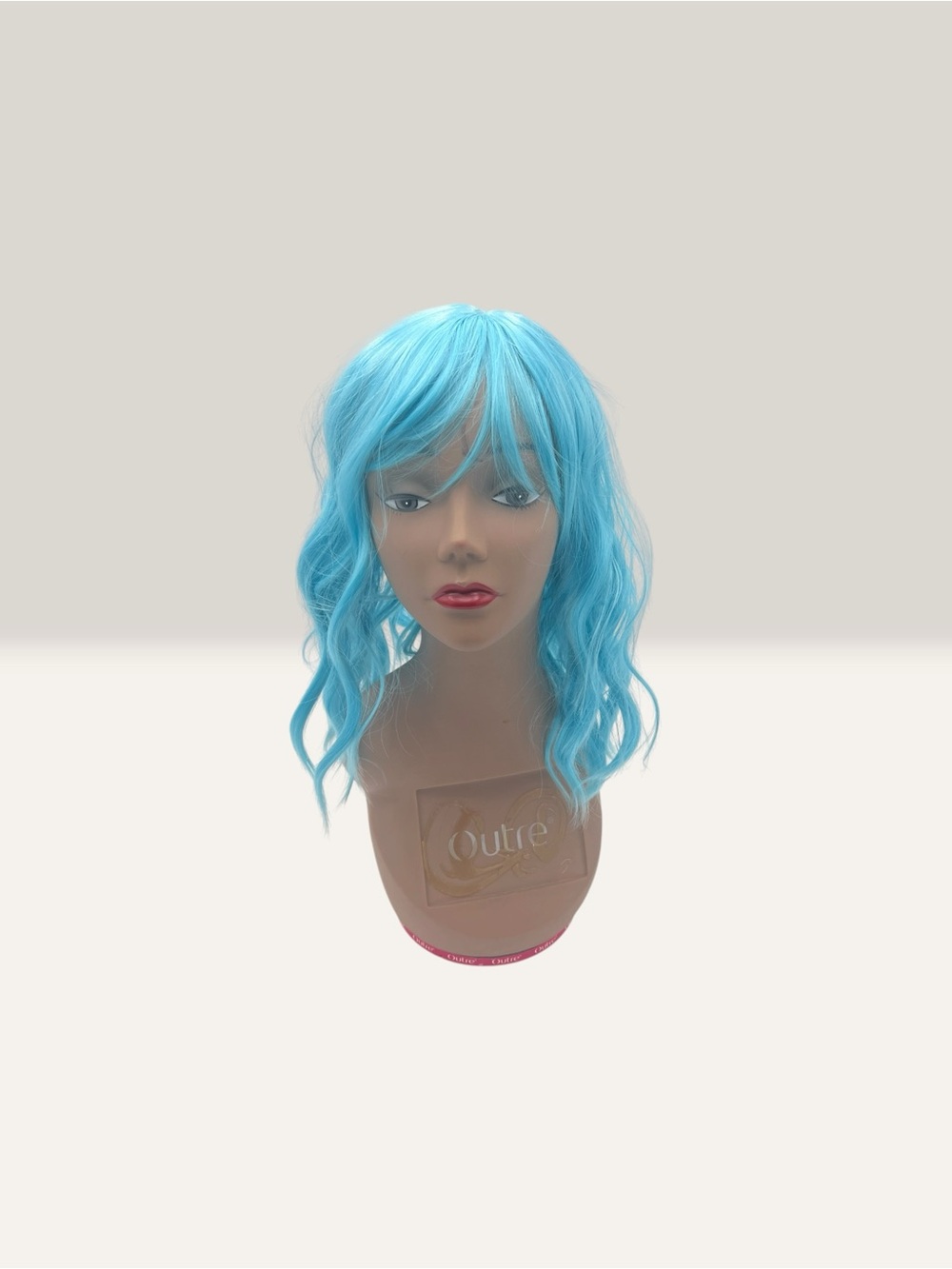Light Blue Short Curly Wig with Bangs – Synthetic Cosplay/Party Wig - Picture 3 of 9